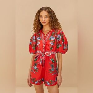 FARM Rio Red Floral Romper Jumpsuit